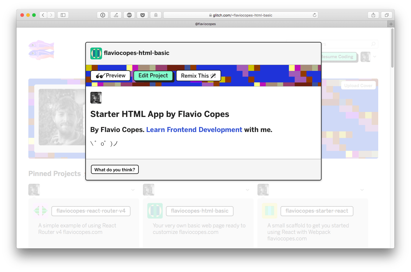 Remix glitch modal